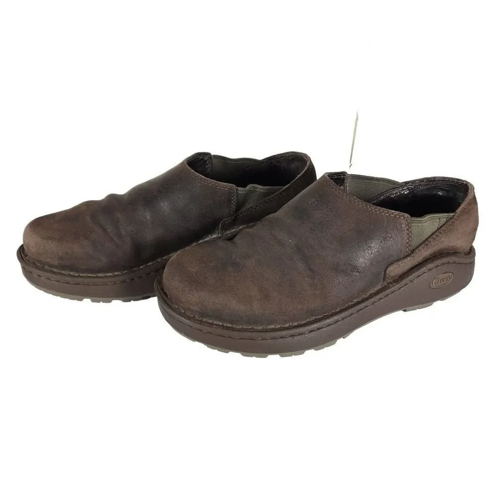 Chaco Men's Zoggonit Vibram Nurl US 8,5 Brown Leather Clog Sneaker Shoes